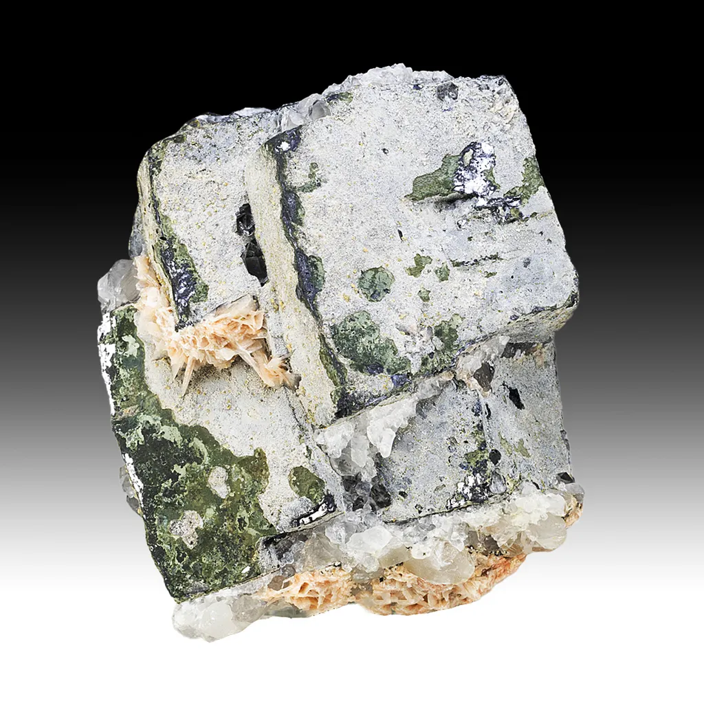 Galena with Cerussite, Plumbogummite, Quartz, Wulfenite image