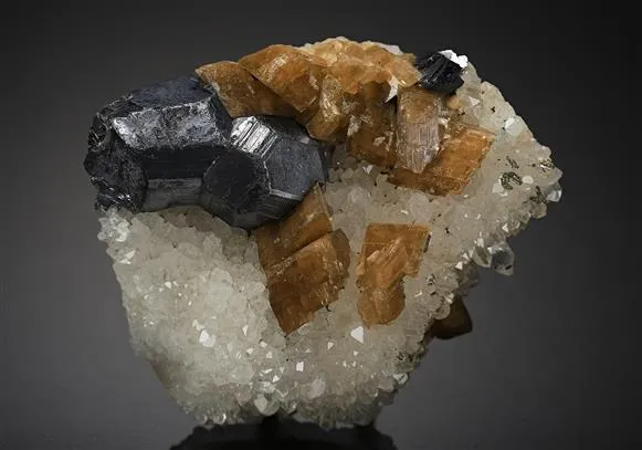 Galena with Siderite on Quartz - image 1