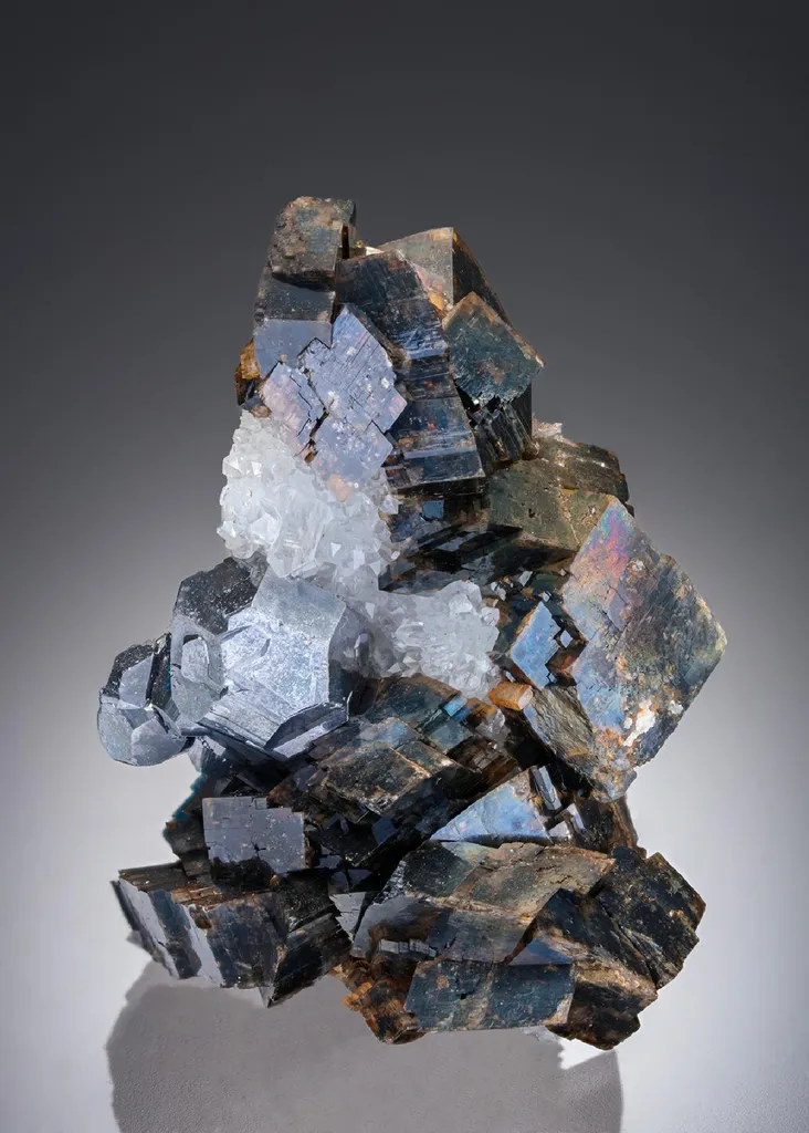 GALENA with SIDERITE on QUARTZ
