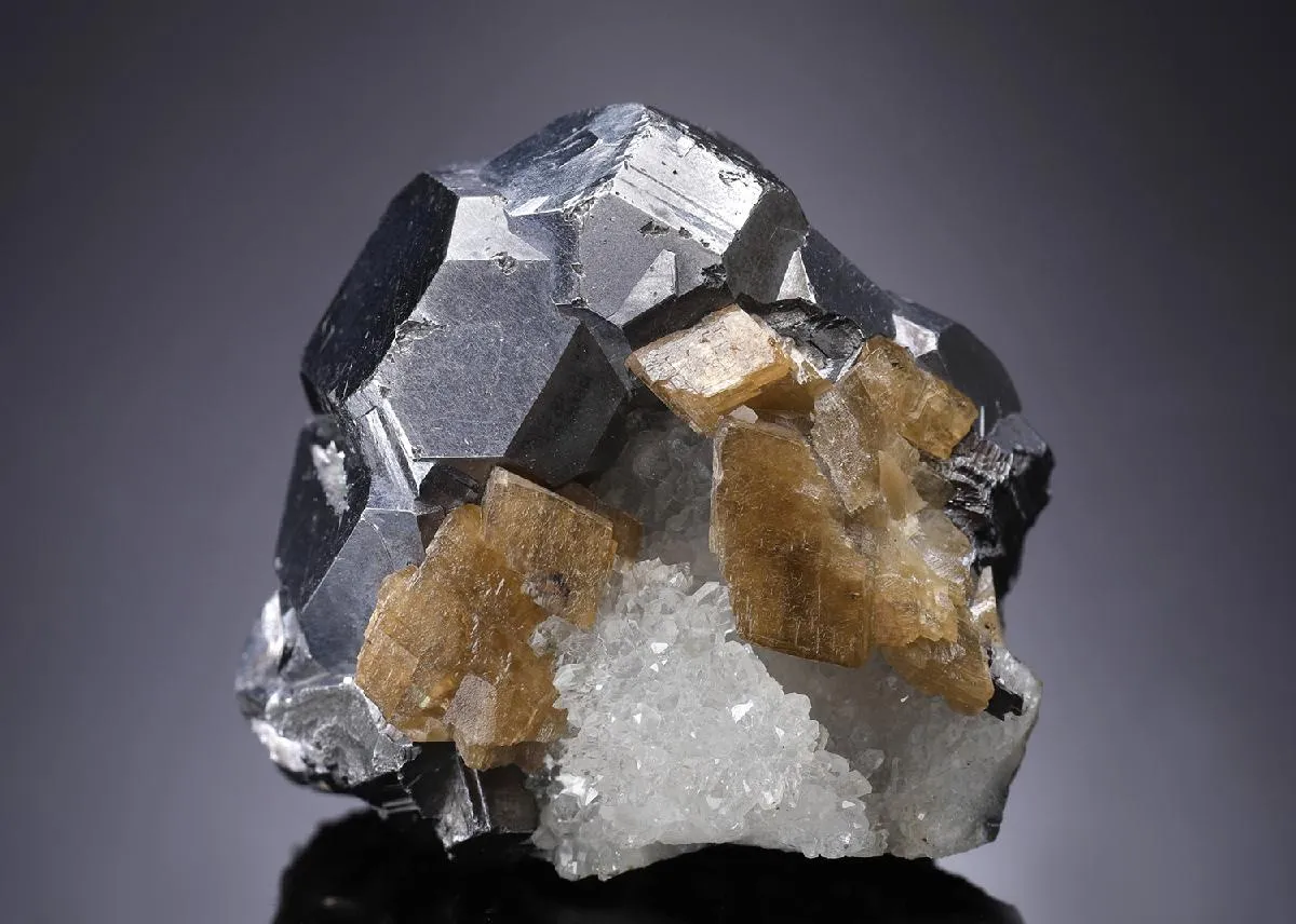 Galena with Siderite on Quartz - image 1