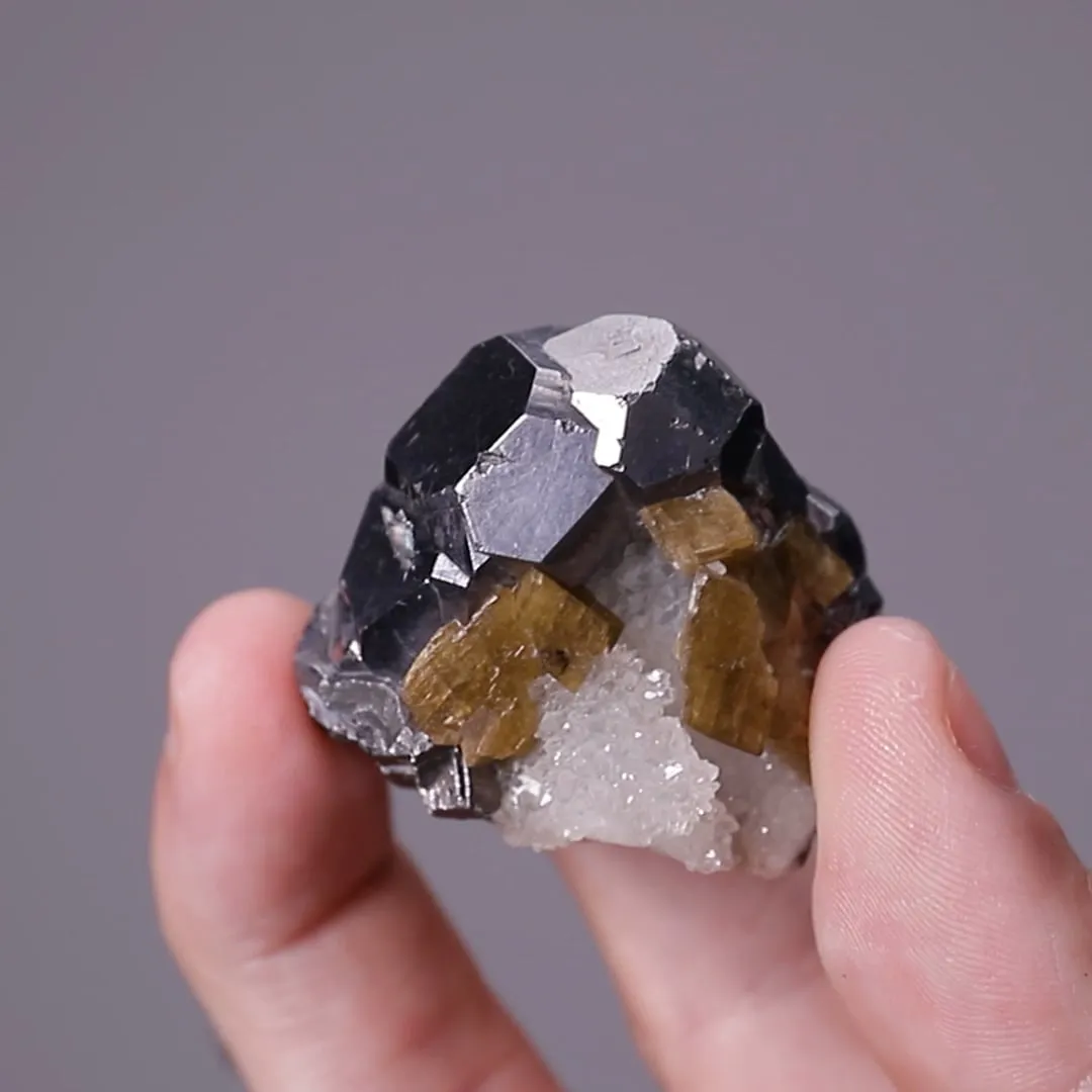 Galena with Siderite on Quartz - image 2