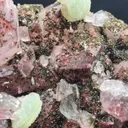 Garden Quartz (Hematite‑Stained Red Quartz) with Botryoidal Prehnite & Epidote, Hongxi Town, Meigu County, Liangshan, Sichuan Province, China - image 4