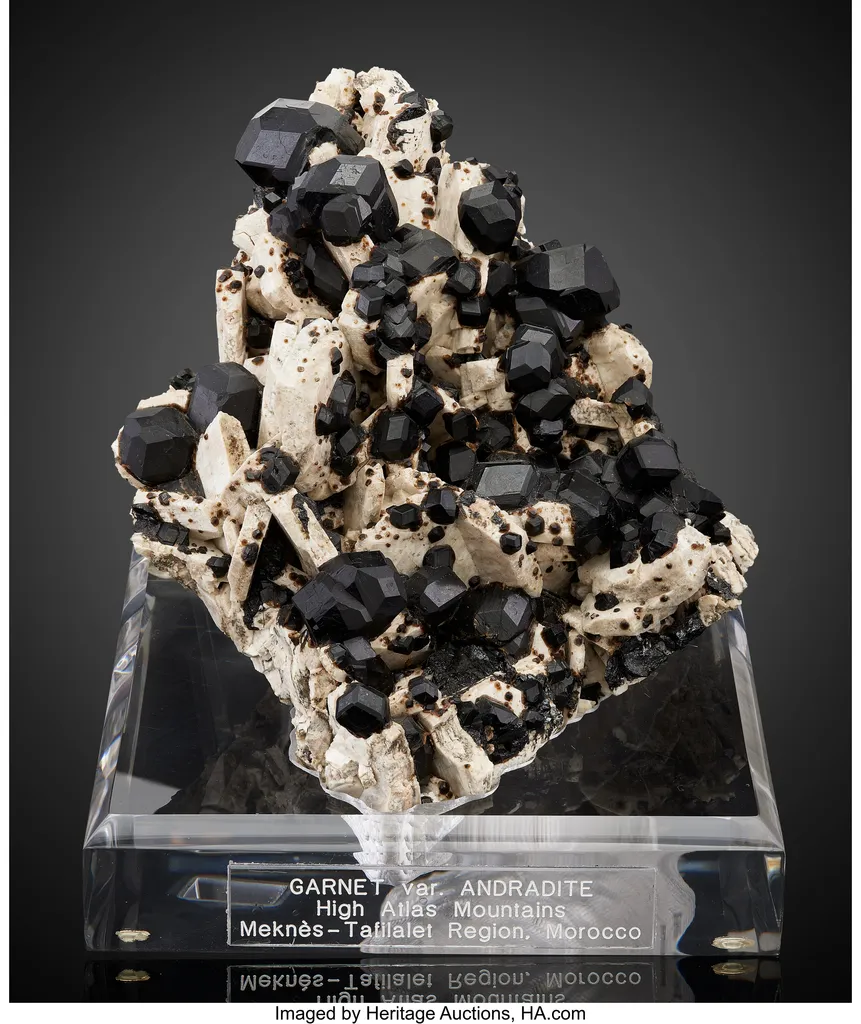 Garnet (Andradite) on Feldspar image