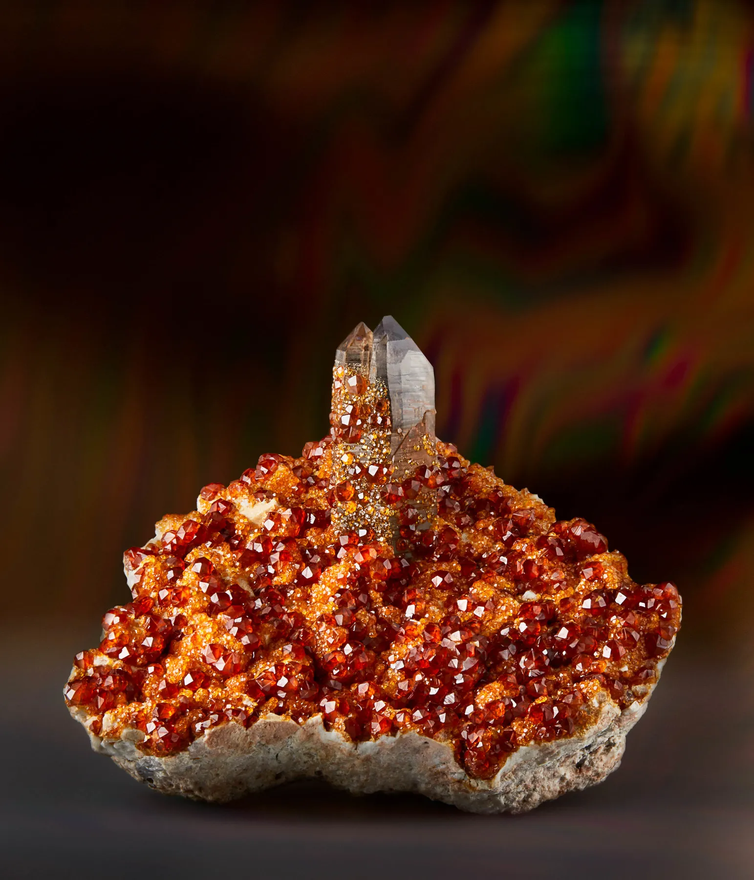 Garnets on Smoky Quartz - image 1