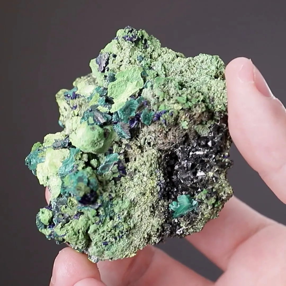 Gartrellite with Azurite and Malachite ps. after Azurite - image 2