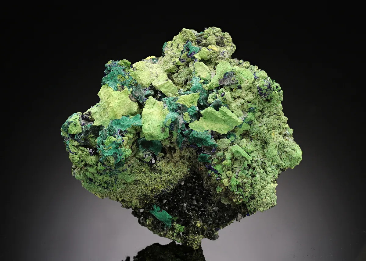 Gartrellite with Azurite and Malachite ps. after Azurite - image 1