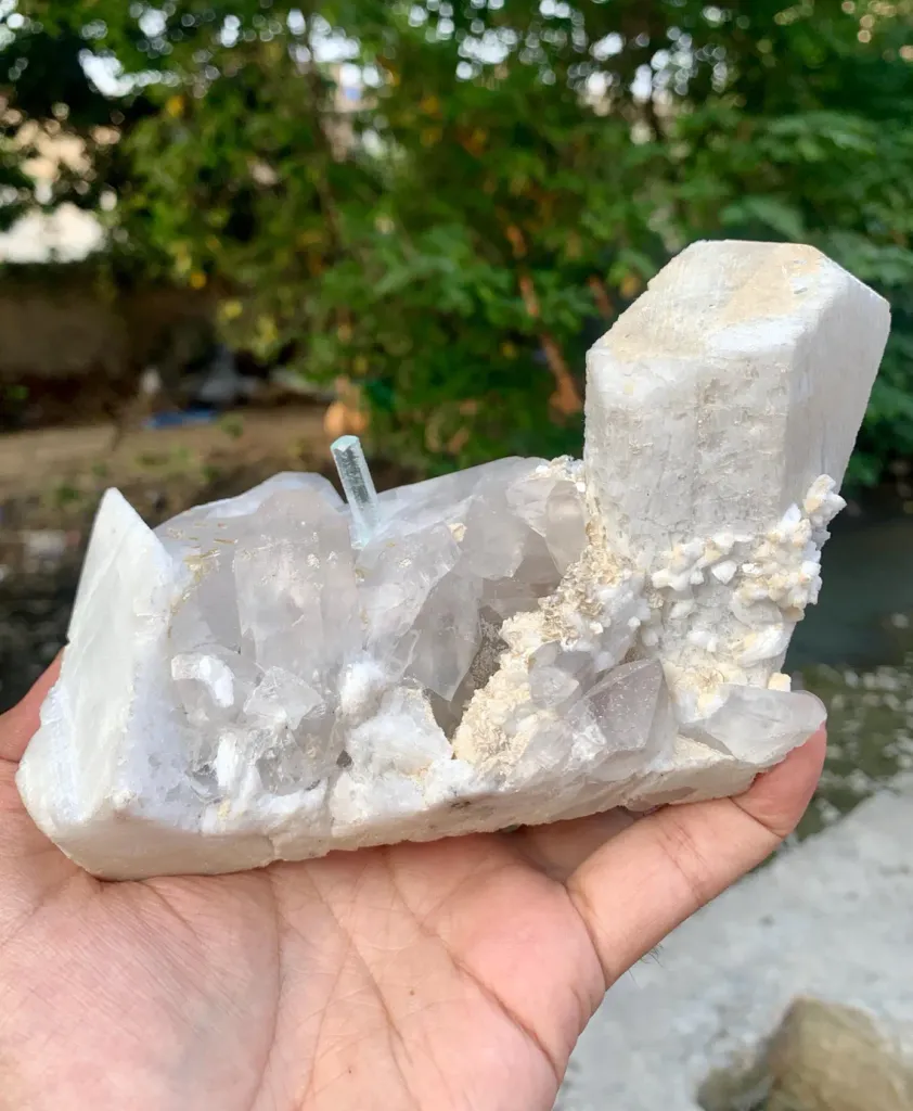 Gem Blue Aquamarine on Quartz and Feldspar from Pakistan - image 3