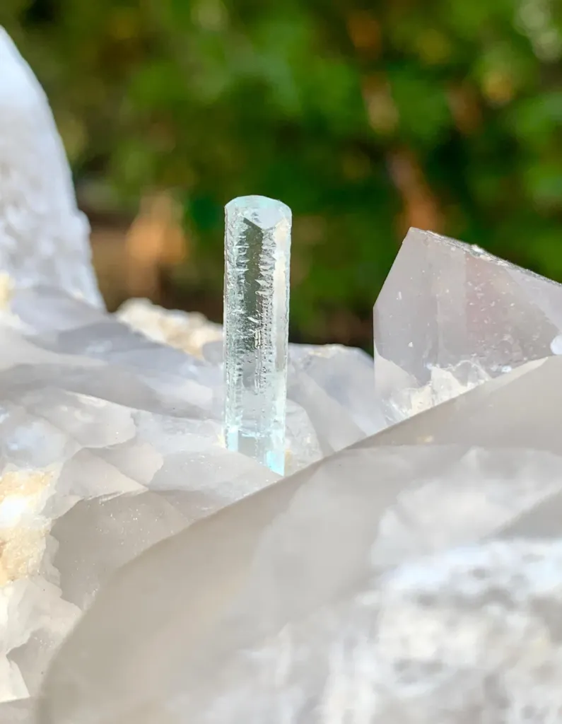 Gem Blue Aquamarine on Quartz and Feldspar from Pakistan - image 7