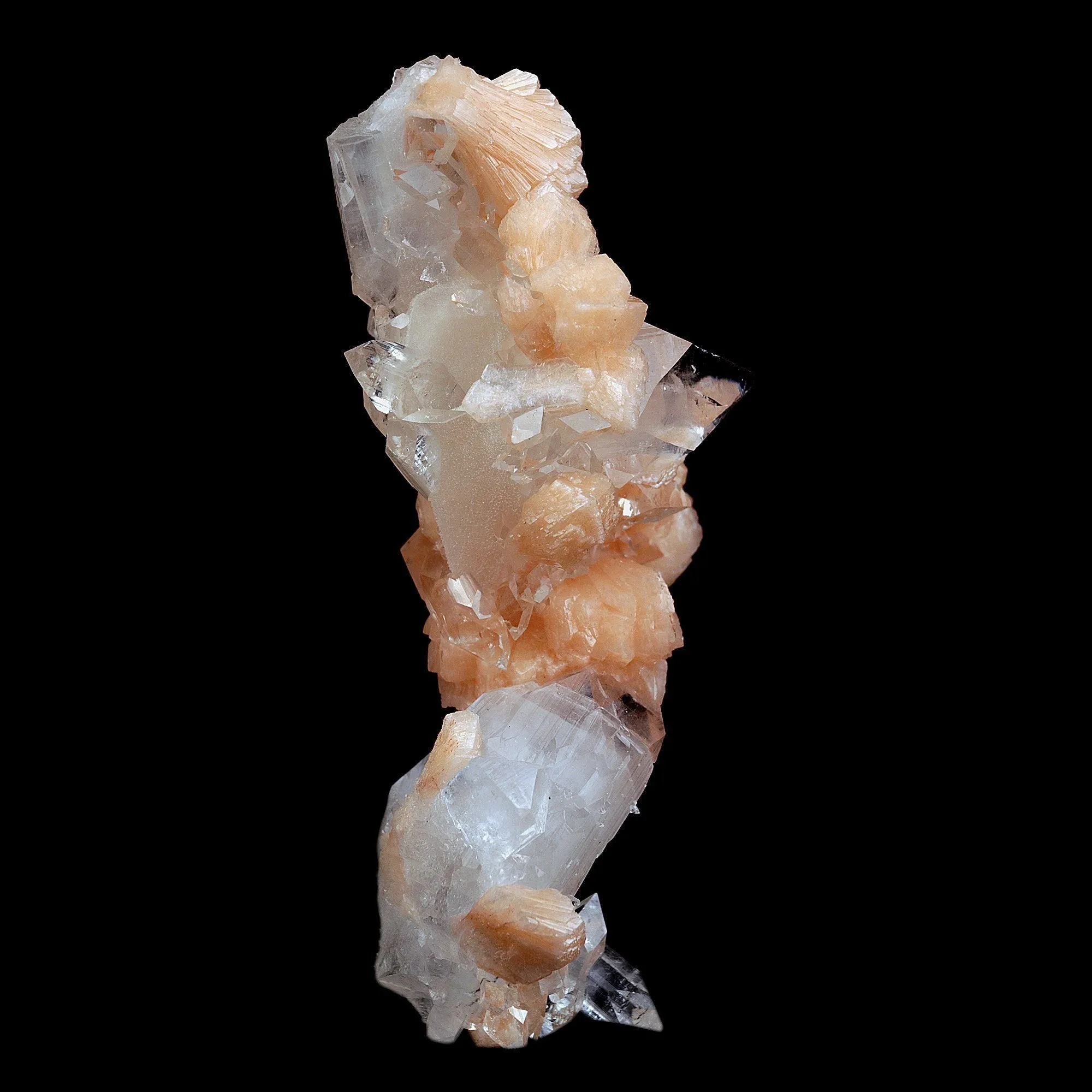 Gemmy Apophyllite Terminated Stalactite with Stilbite Natural Mineral Specimen (Repaired) - image 6