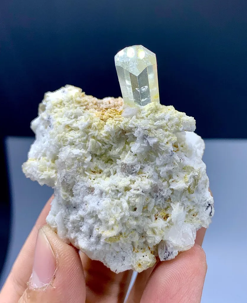 Gemmy Blue Aquamarine on Albite from Shigar valley Pakistan - image 4