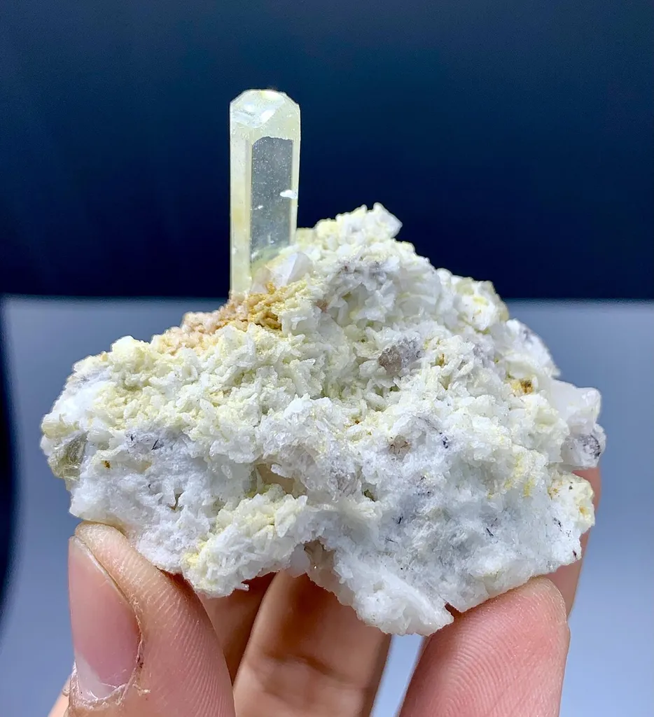 Gemmy Blue Aquamarine on Albite from Shigar valley Pakistan - image 7