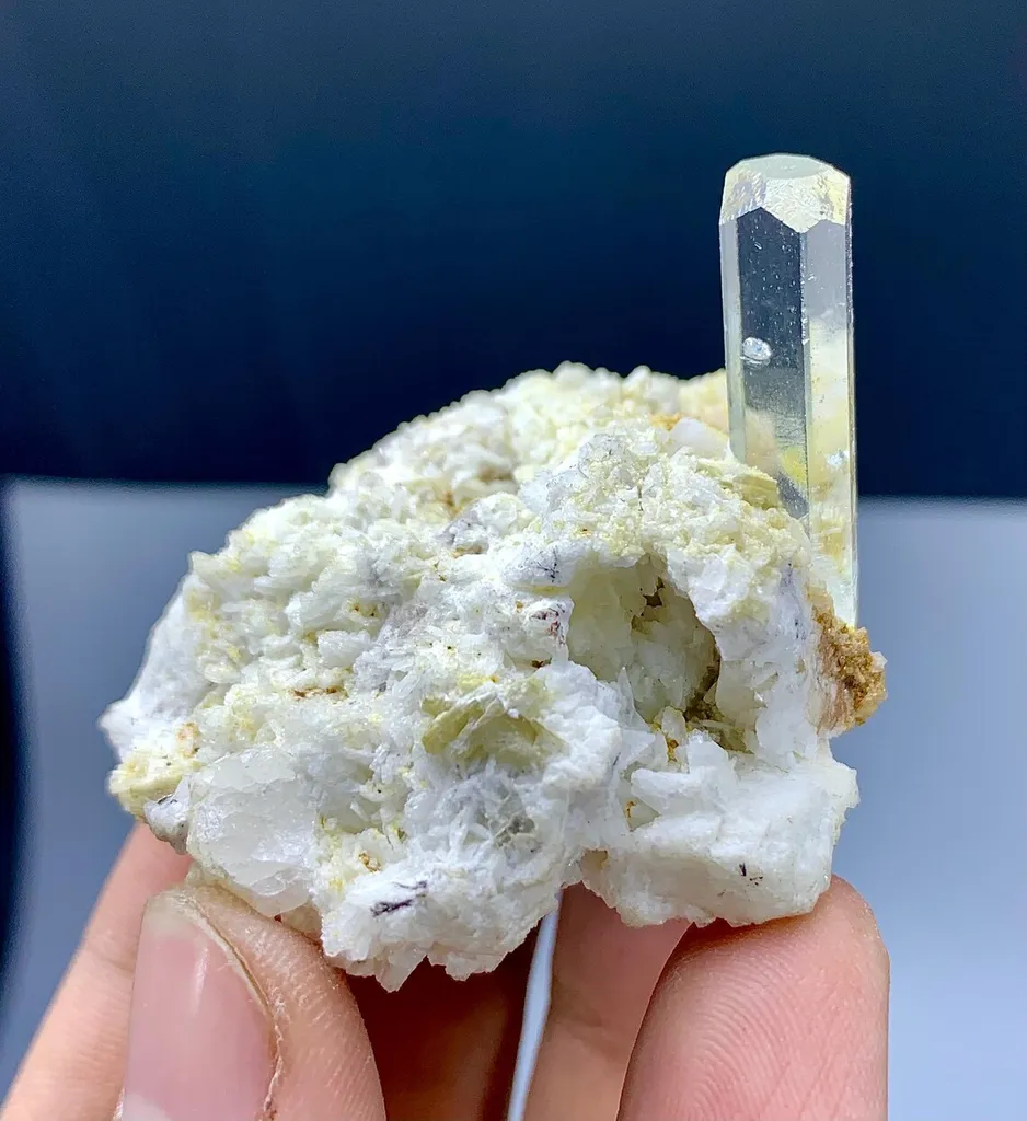 Gemmy Blue Aquamarine on Albite from Shigar valley Pakistan - image 6