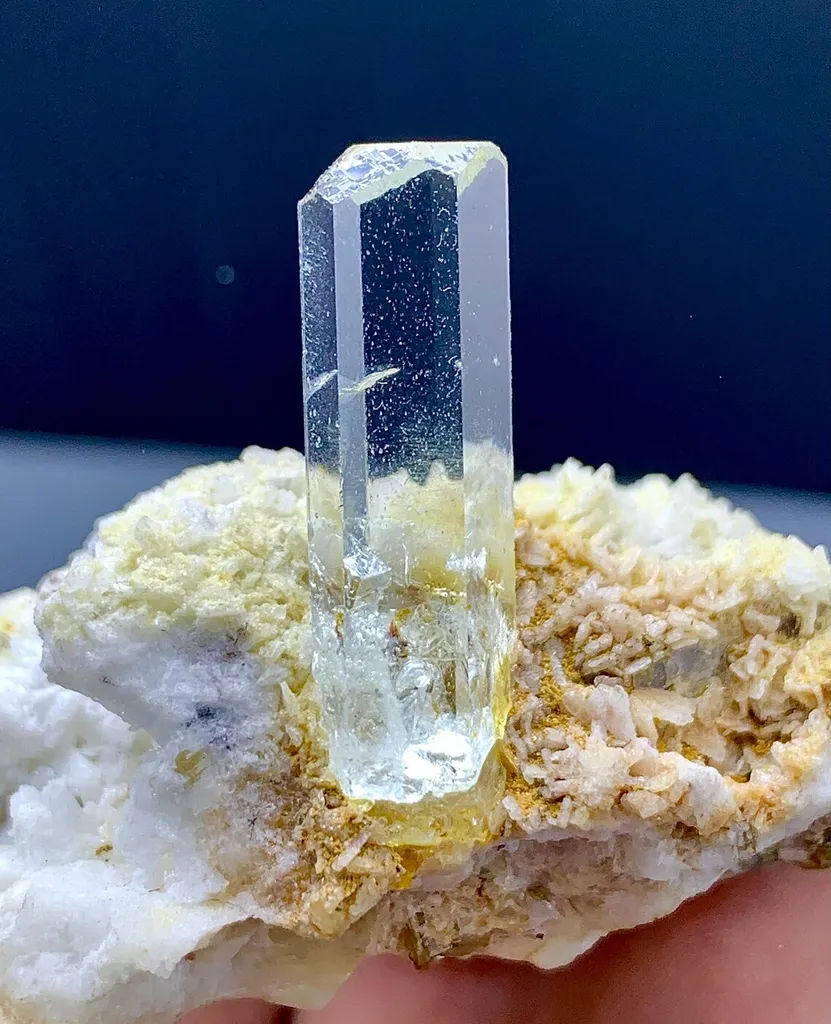 Gemmy Blue Aquamarine on Albite from Shigar valley Pakistan - image 3