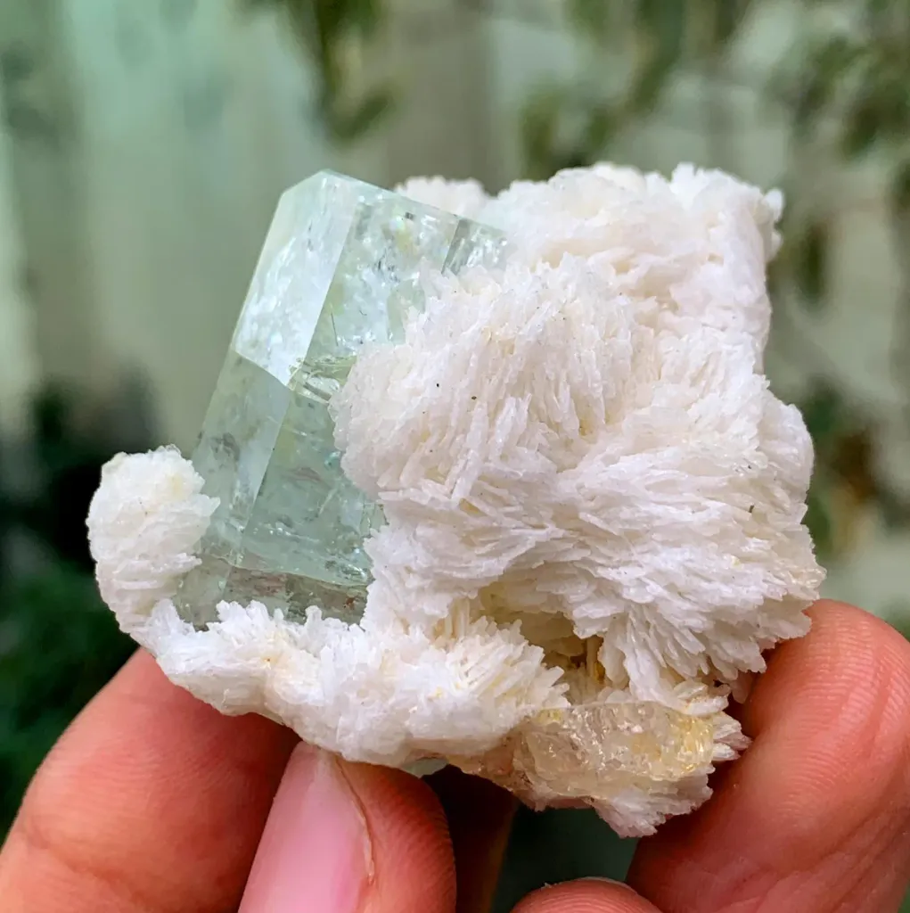 Gemmy Blue Aquamarine with Topaz and Apatite on Cleavelandite Albite from Pakistan - image 4