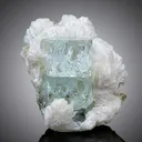 Gemmy Blue Aquamarine with Topaz and Apatite on Cleavelandite Albite from Pakistan - image 1