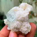Gemmy Blue Aquamarine with Topaz and Apatite on Cleavelandite Albite from Pakistan - image 6