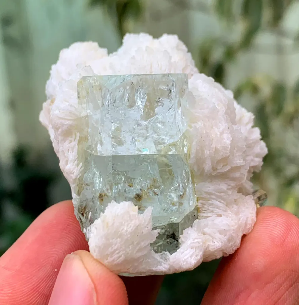 Gemmy Blue Aquamarine with Topaz and Apatite on Cleavelandite Albite from Pakistan - image 2