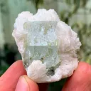 Gemmy Blue Aquamarine with Topaz and Apatite on Cleavelandite Albite from Pakistan - image 2