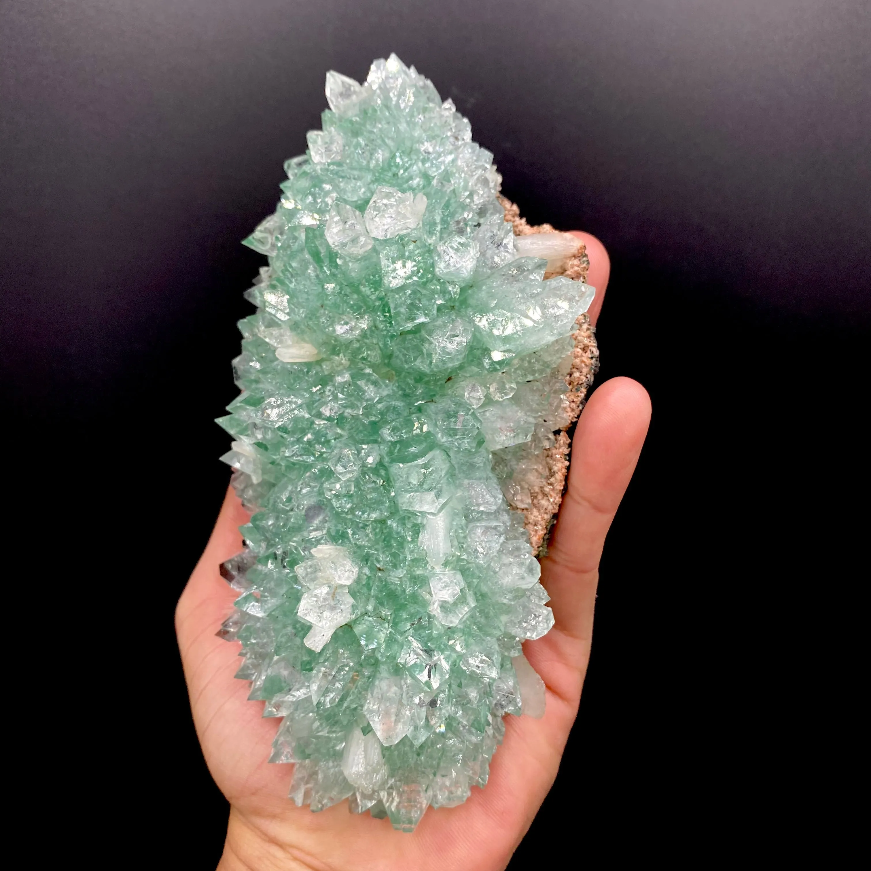 Gemmy Green Apophyllite Crystals on Heulandite Matrix | Rare Indian Zeolite Specimen from Ahmednagar DK119 - image 4