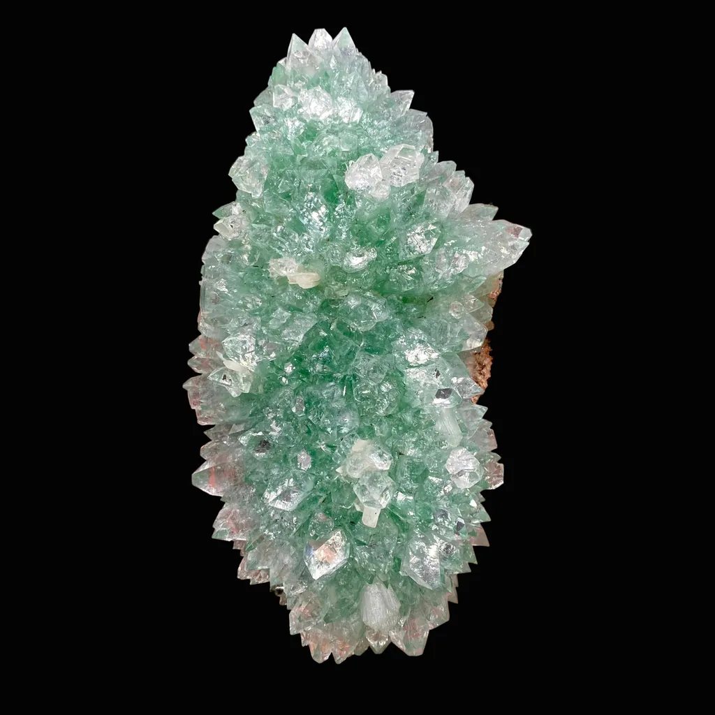 Gemmy Green Apophyllite Crystals on Heulandite Matrix | Rare Indian Zeolite Specimen from Ahmednagar DK119 image