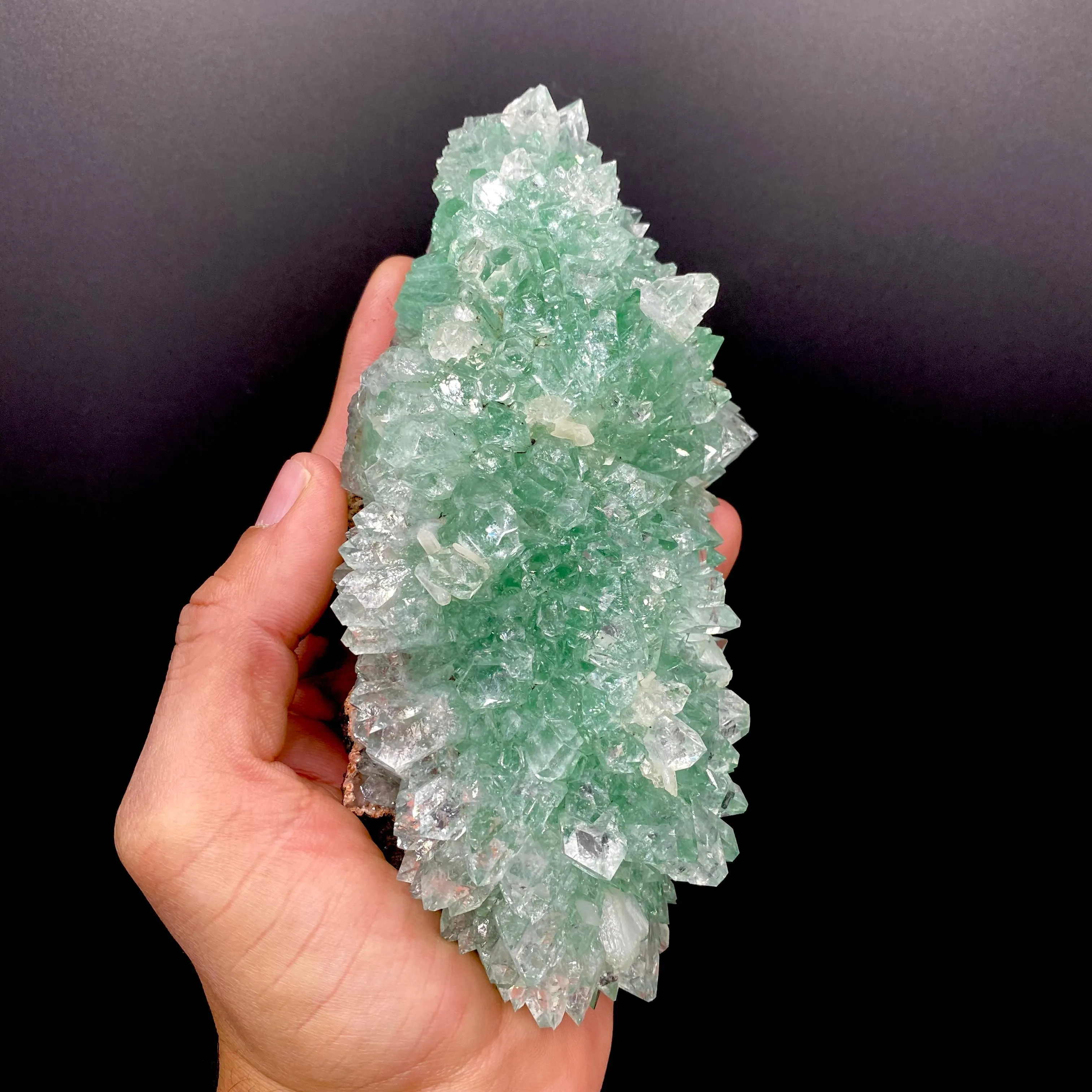 Gemmy Green Apophyllite Crystals on Heulandite Matrix | Rare Indian Zeolite Specimen from Ahmednagar DK119 - image 3
