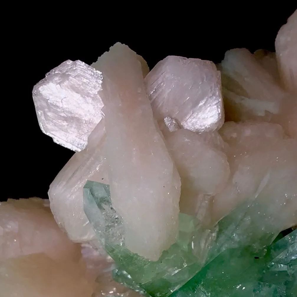 Gemmy Green Apophyllite on Stilbite | High Quality Mineral | Indian Mineral | Superb Minerals | Fine Mineral | Collectors Piece - image 4