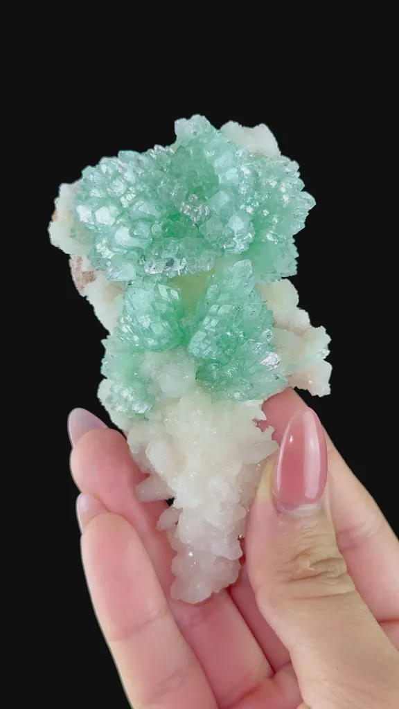 Gemmy Green Apophyllite with Stilbite | High Quality Mineral | Indian Mineral | Superb Minerals | Collectors Piece | Minerals | Specimen - image 4