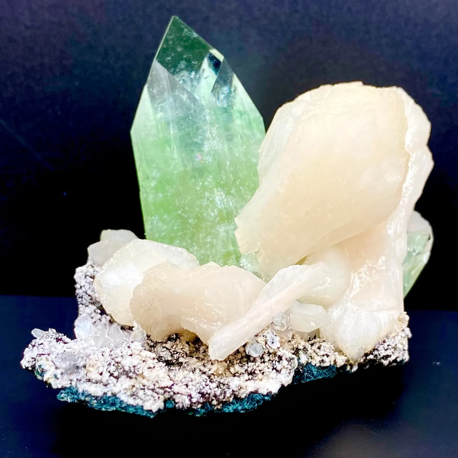 Gemmy Green Apophyllite with Stilbite in Chalcedony | Jalgaon India Rare Mineral Specimen DK85 - image 3