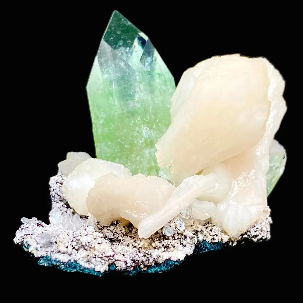 Gemmy Green Apophyllite with Stilbite in Chalcedony | Jalgaon India Rare Mineral Specimen DK85 - image 3