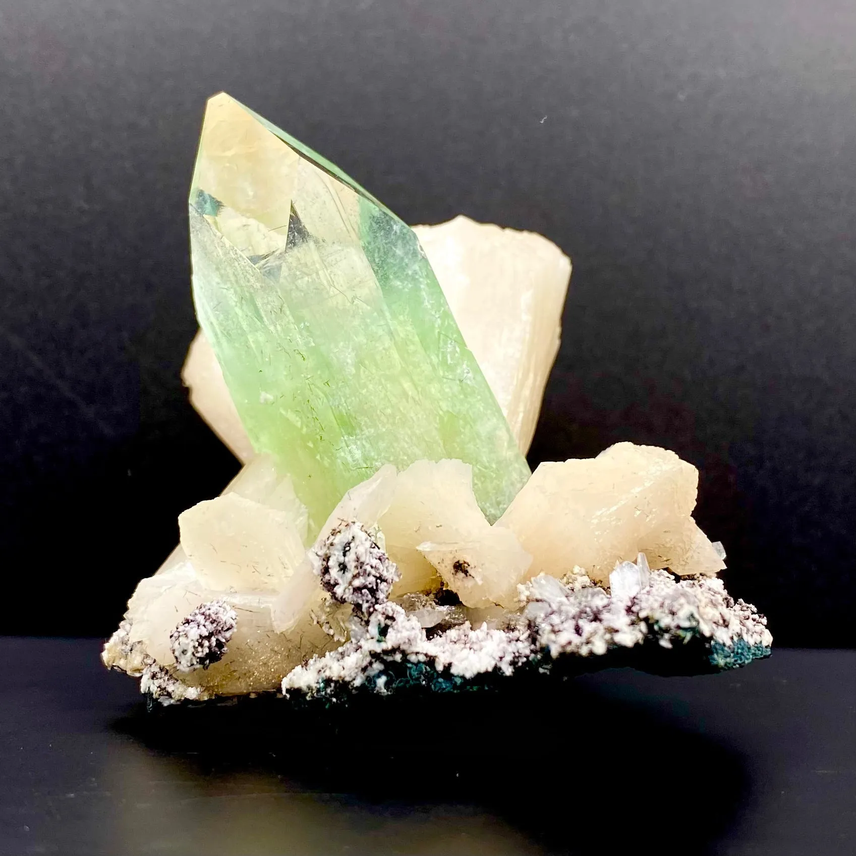 Gemmy Green Apophyllite with Stilbite in Chalcedony | Jalgaon India Rare Mineral Specimen DK85 - image 2