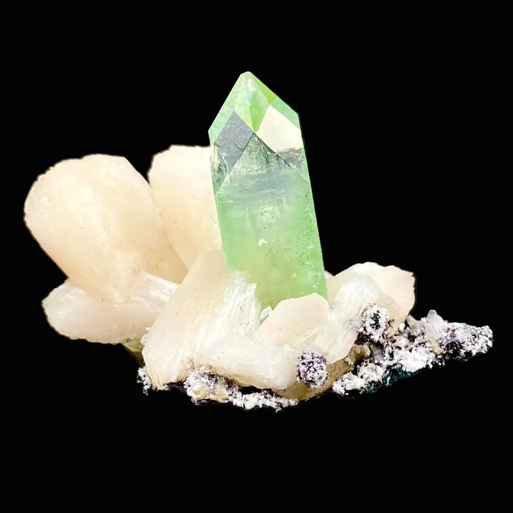 Gemmy Green Apophyllite with Stilbite in Chalcedony | Jalgaon India Rare Mineral Specimen DK85 image