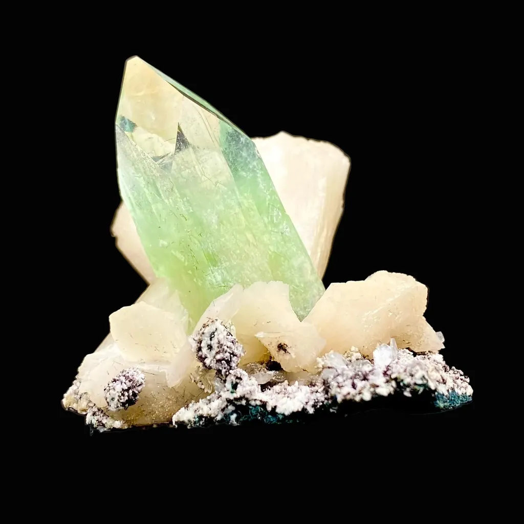 Gemmy Green Apophyllite with Stilbite in Chalcedony | Jalgaon India Rare Mineral Specimen DK85 - image 2