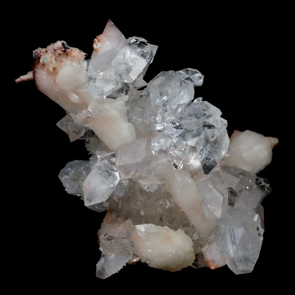 Gemmy Pointed Apophyllite with Stilbite Barbellate Formation image