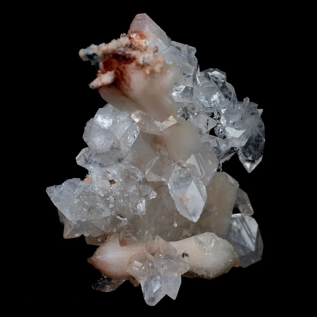 Gemmy Pointed Apophyllite with Stilbite Barbellate Formation - image 3
