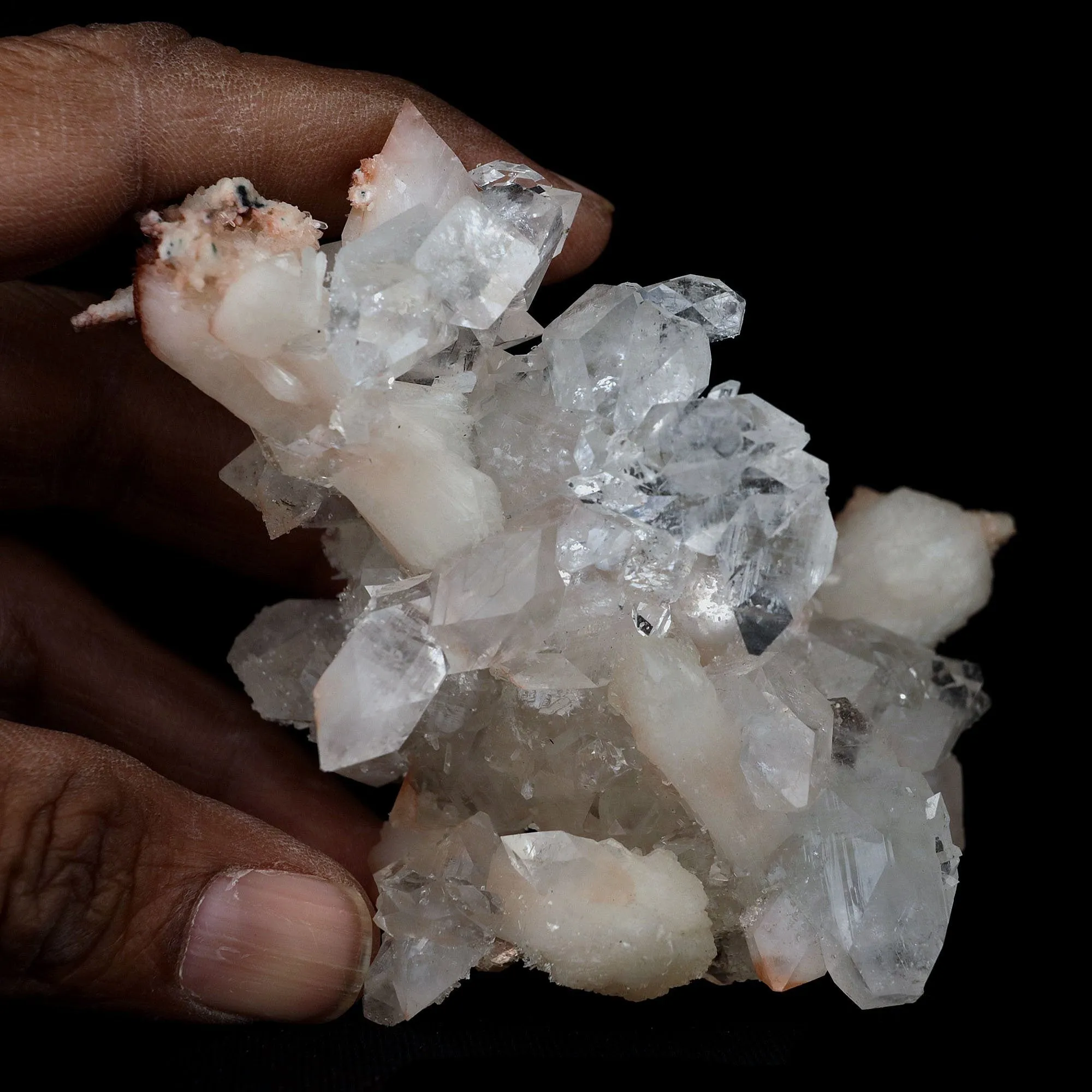 Gemmy Pointed Apophyllite with Stilbite Barbellate Formation - image 4