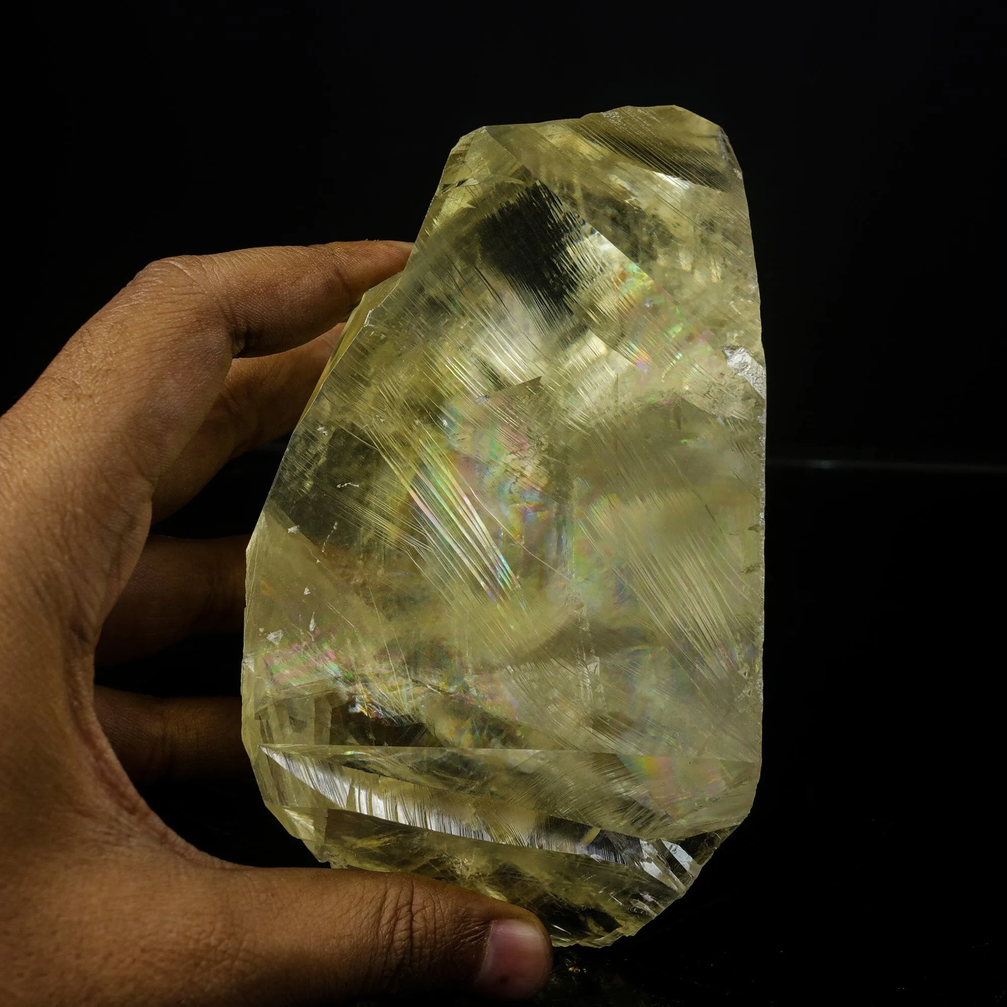 Gemmy Yellow Calcite Crystal on Indian Zeolite Matrix – Rare Jalgaon, India Natural Mineral Specimen - image 4