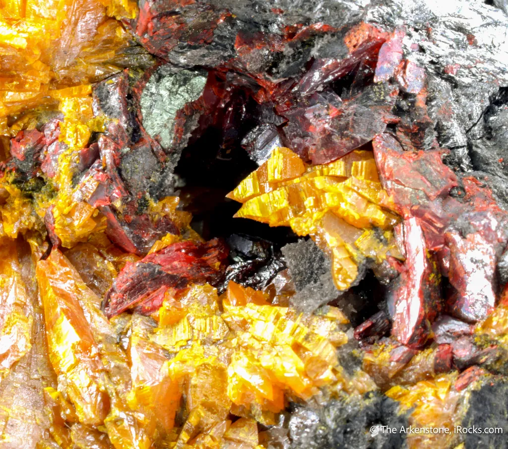 Getchellite with Realgar and Orpiment (Type Locality) image