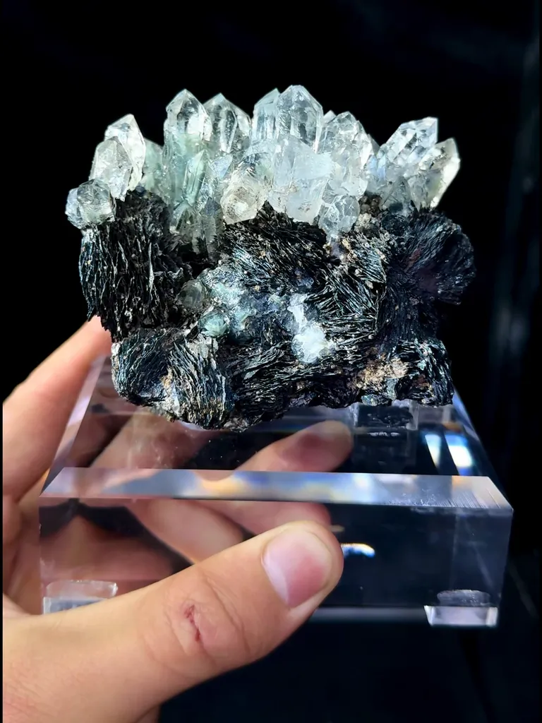 Ghost Crystal Cluster and Pure Iron Ore Symbiosis comes from Guangdong,China 85*60*60MM - image 2
