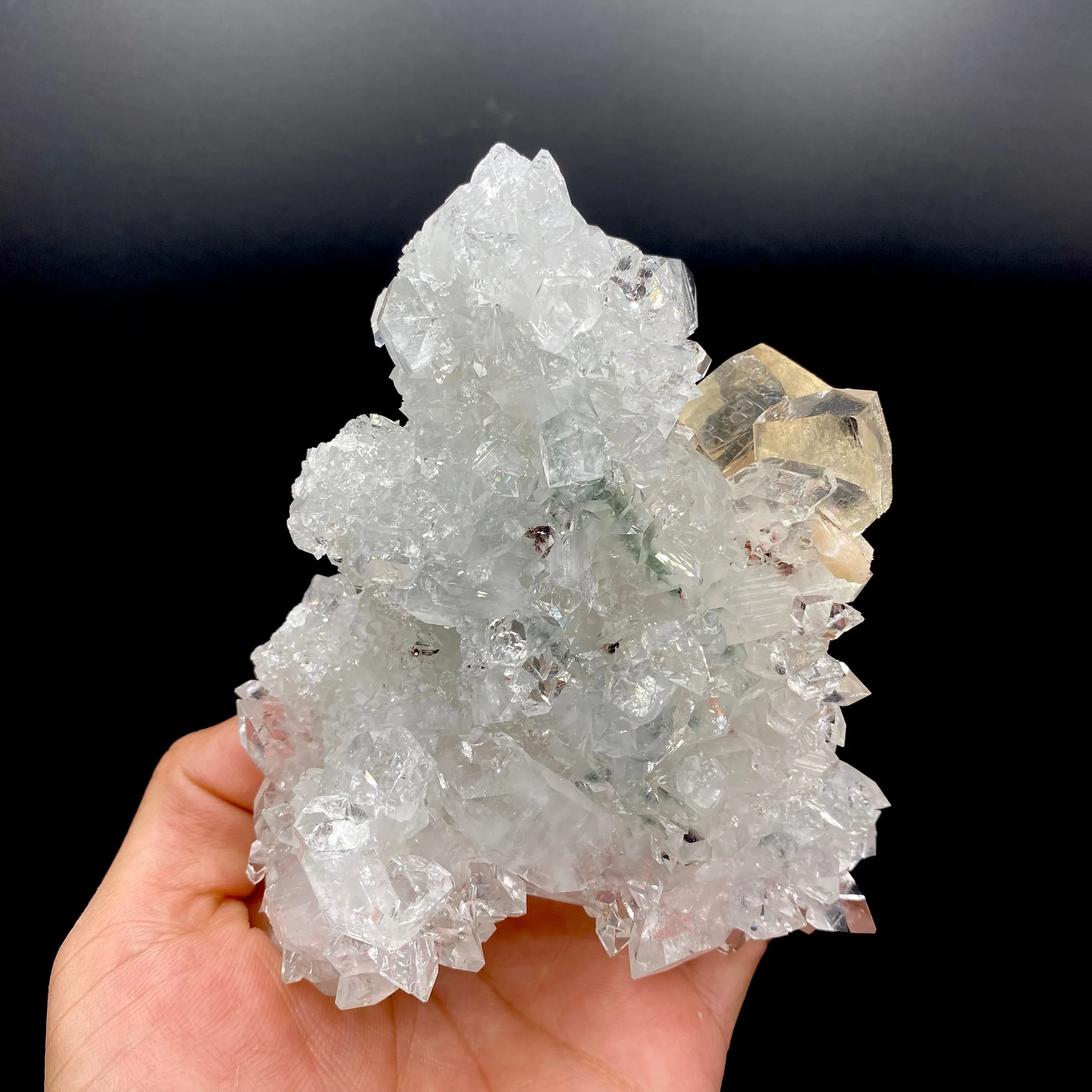 Glittering Calcite on Ultra Sparkling Apophyllite Crystal Specimen | Jalgaon, India DK101 - image 3