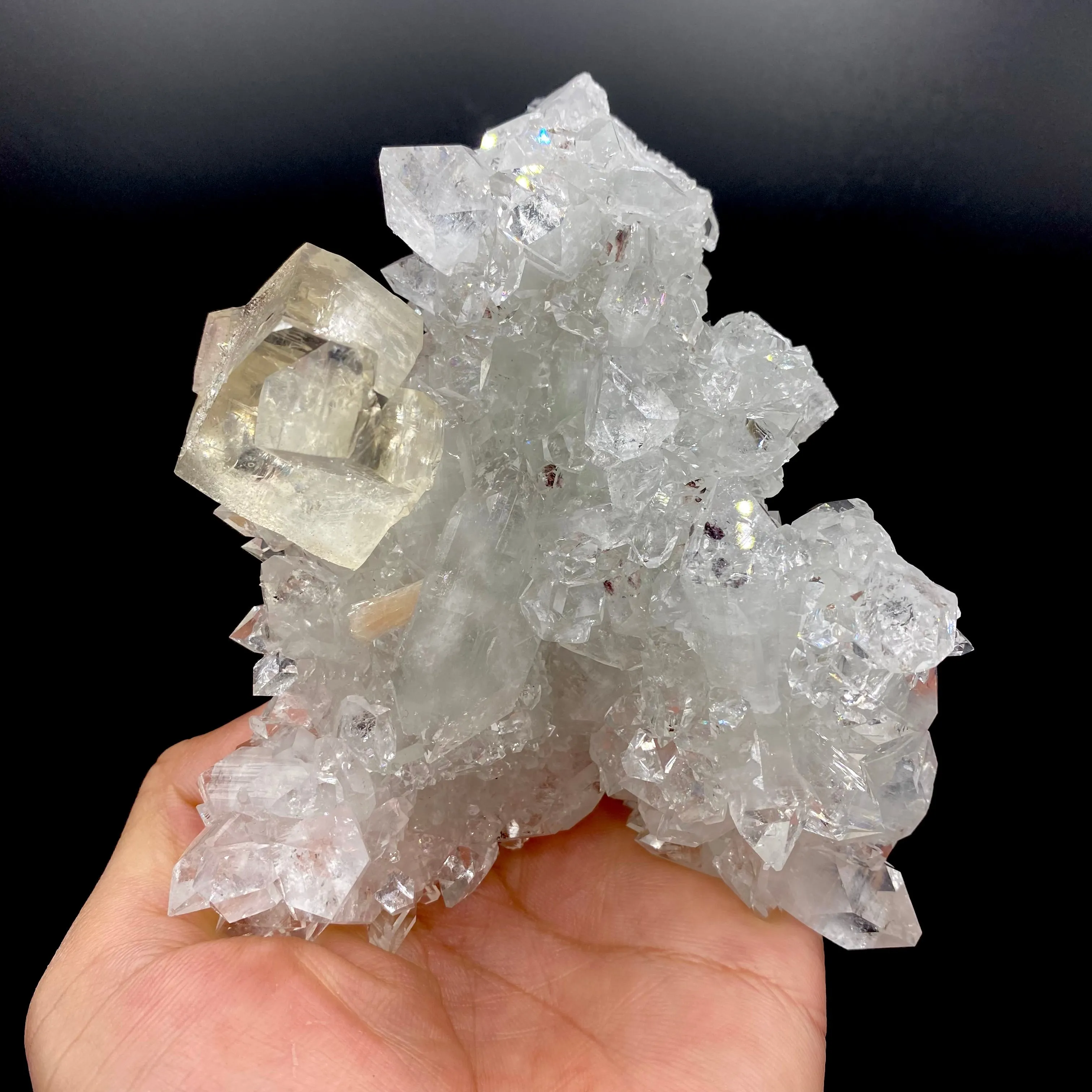Glittering Calcite on Ultra Sparkling Apophyllite Crystal Specimen | Jalgaon, India DK101 - image 5