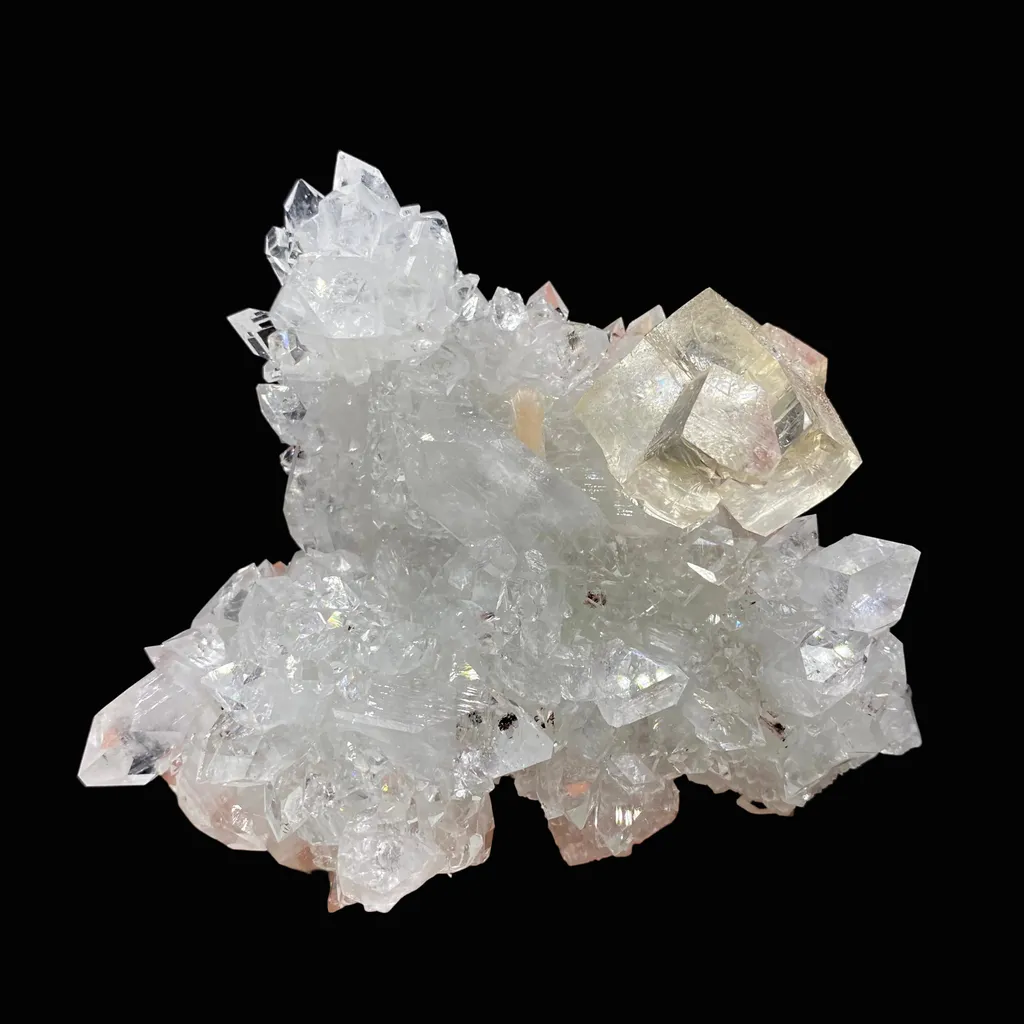 Glittering Calcite on Ultra Sparkling Apophyllite Crystal Specimen | Jalgaon, India DK101 image