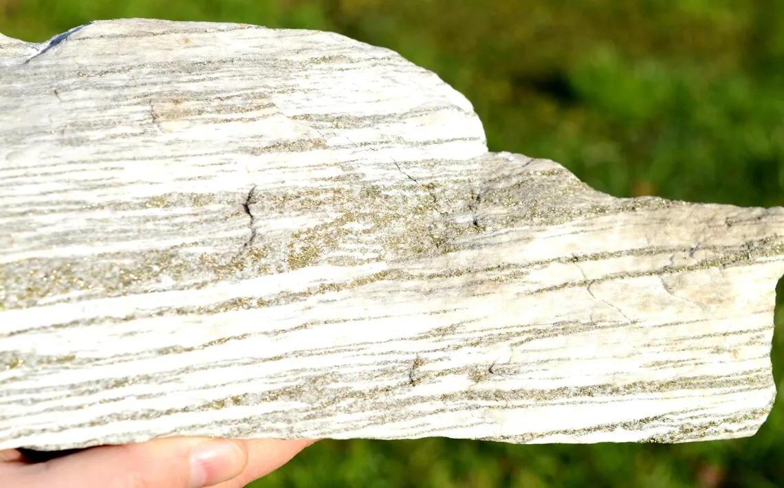 Gneiss & Pyrite 7650 grams - Crodo gneiss quarries, Verbano-Cusio-Ossola Province, Piedmont, Italy - image 3