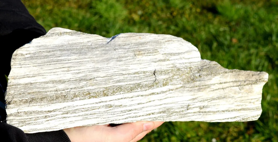 Gneiss & Pyrite 7650 grams - Crodo gneiss quarries, Verbano-Cusio-Ossola Province, Piedmont, Italy - image 4