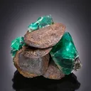 Goethite ps. Siderite on Fluorite - image 2