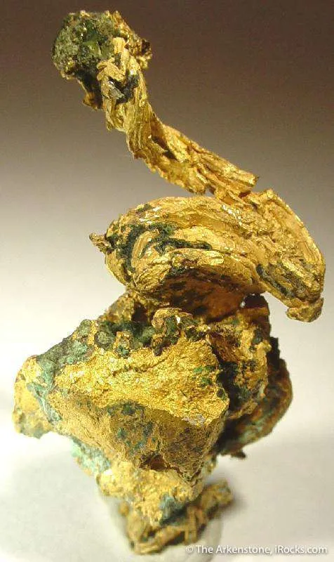 Gold "horn' With Malachite & Quartz - image 1