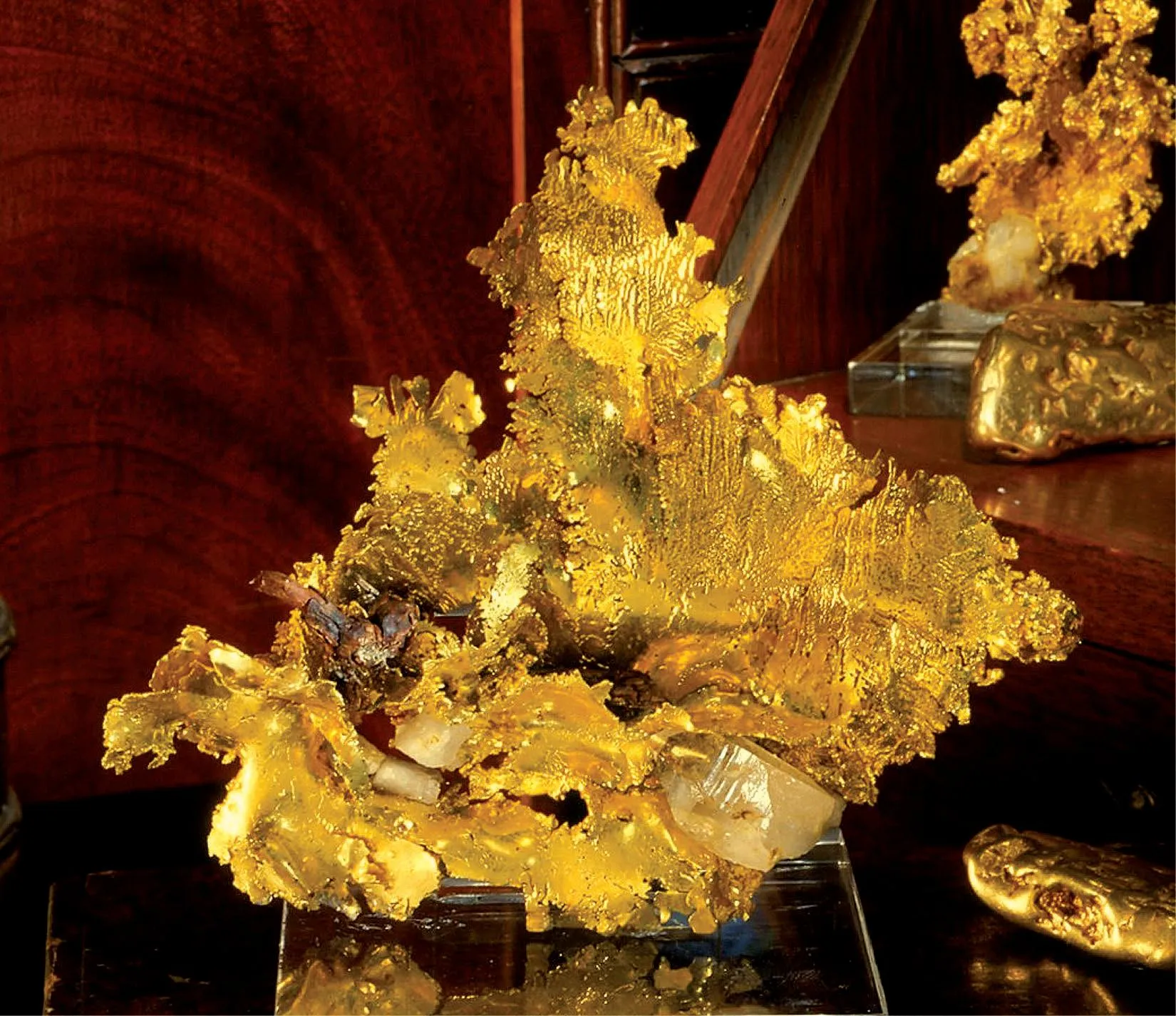 Gold, Quartz crystal, tree root fragment - image 1