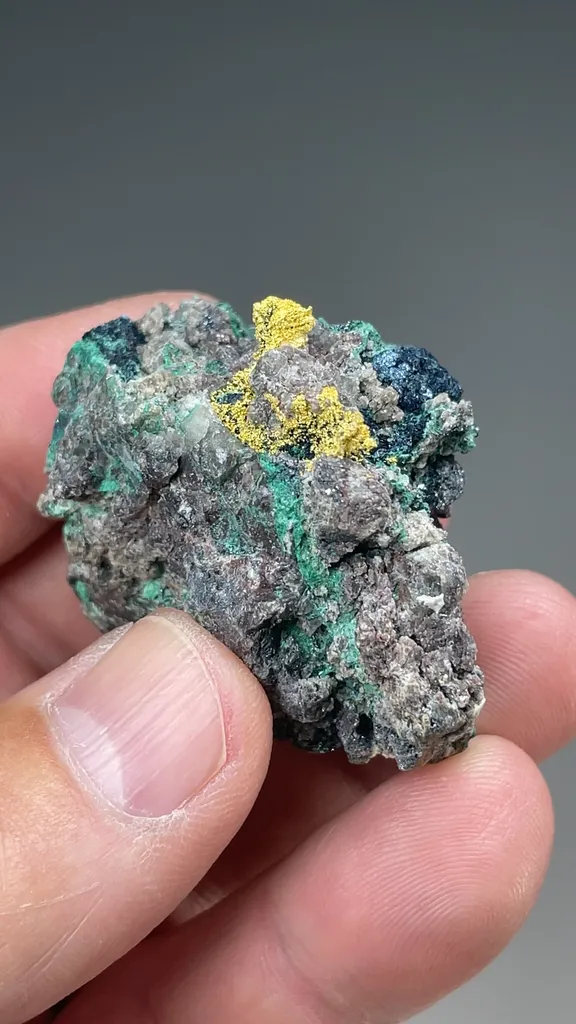 Gold with Malachite, Covellite - image 2