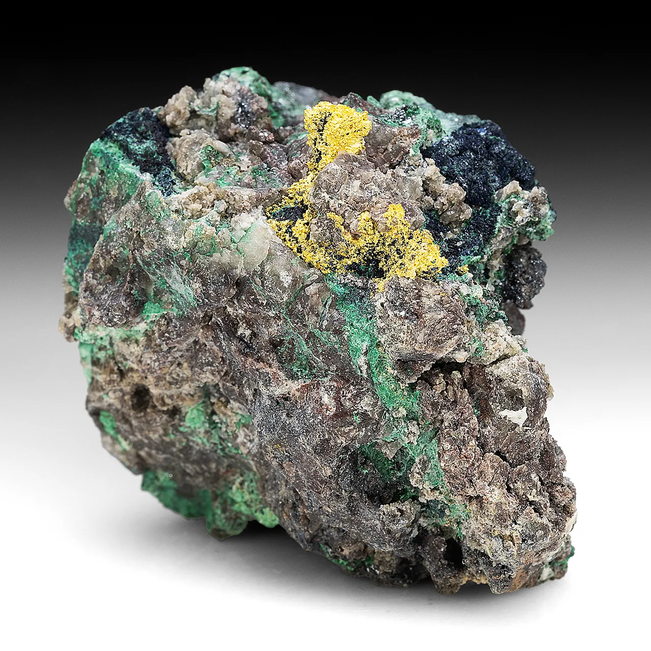 Gold with Malachite, Covellite - image 1