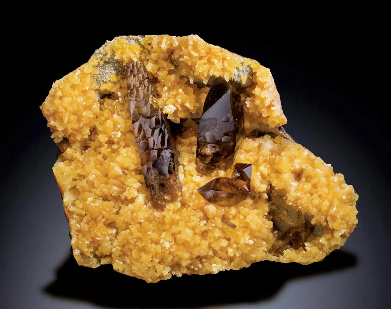 golden Barite on Calcite - image 1