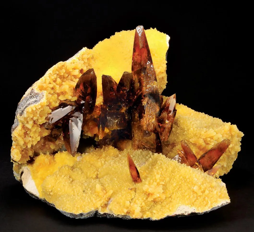 golden Barite on Calcite - image 1